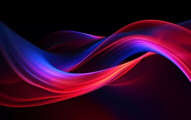 Poster - 3d rendering. Abstract twisted brush strokes glow with dark red neon light. generative ai