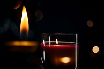 Canvas Print - burning candle in the dark