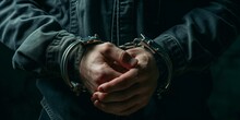 Closeup Of The Hands Of A Man With Handcuffs