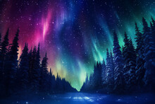 Enchanting Beauty Of Aurora Borealis, Showcasing Cosmic Colors, Swirling Lights, And Sense Of Wonder And Magic That These Natural Light Displays Bring To Northern Night Skies