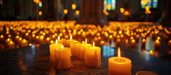 Canvas Print - Catholic church candles on fire