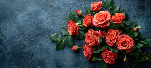  Happy Valentine's Day and Women's Day concept. Top view photo of pink peony rose  background with copyspace