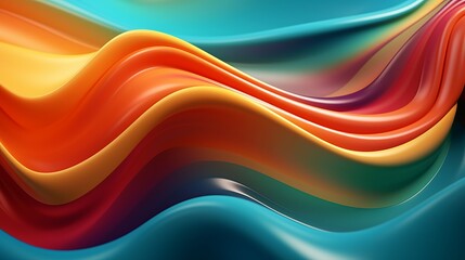Wall Mural - vibrant abstract 3d rendering: colorful liquid flow in dynamic wavy background