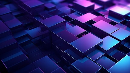 Poster - vibrant 3d rendering: purple and blue abstract geometric background for advertising, technology, sho