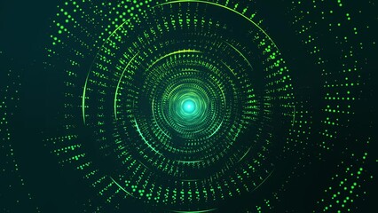 Poster - Abstract digital background. Big data visualization. Circular rotations of fantasy circle of colorful particles, beautiful color spiral, elegant particle background video. 4k animation.