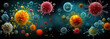 Pathogens and Viruses in Various Shapes and Colors, Microscopic View