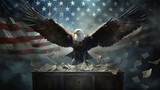 Fototapeta  - bald eagle protect the american election demogracy
