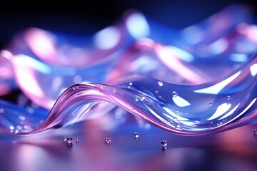 Poster - Glowing neon wave lines and bokeh lights on abstract backgroundData transfer concept.