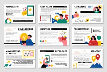 Poster - Presentation template. Business slide. UI data hero graph or marketing design background. Corporate report pages. Analytics diagrams. Project development. Vector modern banners set