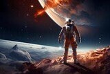 Fototapeta Kosmos - Astronaut in outer space. Mixed media
