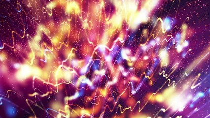 Wall Mural - fireworks in the sky. space color dust with waves background.