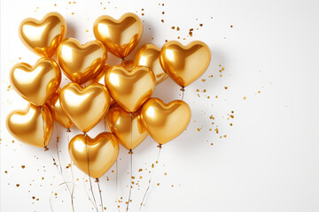 Wall Mural - Gold love heart shaped foil helium balloon for Birthday and Valentine celebrations