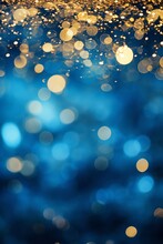 Blue And Gold Abstract Background And Bokeh On New Year's Eve