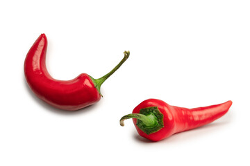 Wall Mural - Red hot chili pepper isolated on a white background.