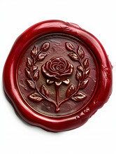 Red Wax Seal With Rose Design Embellishment 
