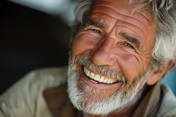 Poster - Close up portrait of a senior man with the natural charm in a genuine and uplifting photograph