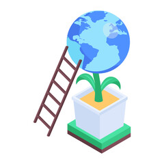 Sticker - Easy to edit isometric icon of sustainable world 