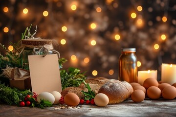 Wall Mural - A studio background for product package mockup and food with blank label, Easter festival, Christmas, Light Effect background 