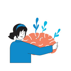 Poster - Mental health concept with cartoon people in flat design for web. Vector illustration