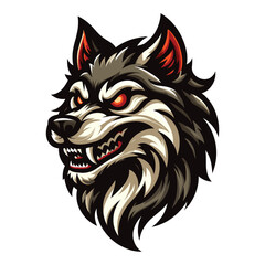  Wild brave animal wolf dog fox head face mascot design vector illustration, logo template isolated on white background