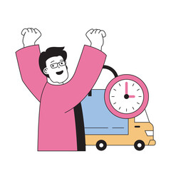 Aufkleber - Mobile commerce concept with cartoon people in flat design for web. Vector illustration
