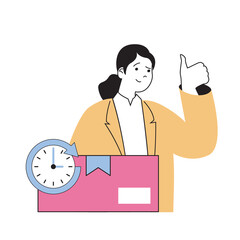 Leinwandbilder - Mobile commerce concept with cartoon people in flat design for web. Vector illustration