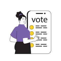 Leinwandbilder - Online voting concept with cartoon people in flat design for web. Vector illustration