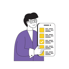 Leinwandbilder - Online voting concept with cartoon people in flat design for web. Vector illustration