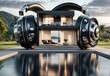 a modern villa designed to resemble the world of headphones