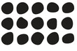 Random blob circles silhouette icon set. An arrangement of black organic shapes. Isolated on a white background.