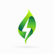 © SpyArt - green energy symbol with leaf and thunder shape combination, green energy logo