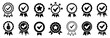 Approval check icon set isolated, approved or verified medal icon, certified badge symbol, quality certify sign, correct mark, award ribbon – vector