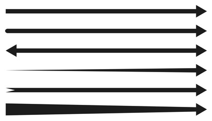 Poster - Arrow long set, different horizontal arrows isolated - vector