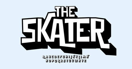 Fototapete - Cartoon audacious alphabet, playful uneven letters, bold geometric graffiti font for kid toy logo, youthful lettering, joyful headlines, and comic book typography. Vector typeset.