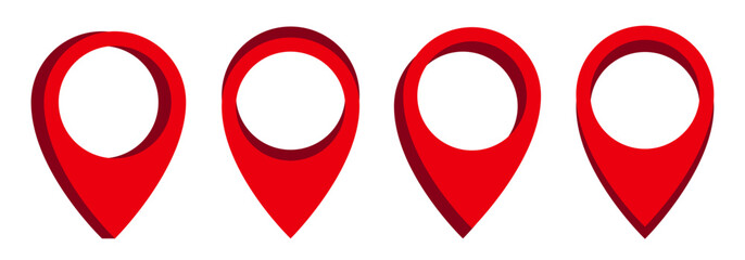 Fototapete - Pin map marker pointer set, isometric red GPS location flat symbol, place marker, domain marker location – vector