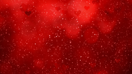 Sticker - Red colored background with heart particles illustration background.