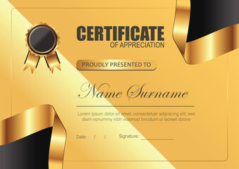 Golden certificate design template