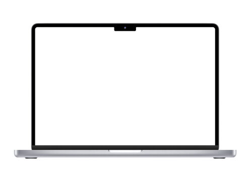 Mockup notebook with isolated screen. New laptop, computer, insulated on white background.