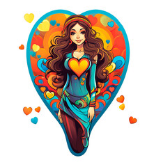 Wall Mural - Beautiful girl in the form of a heart