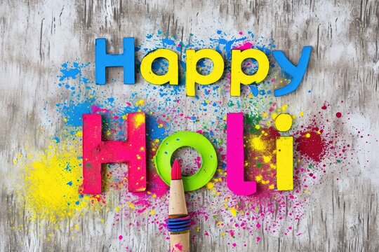happy holi festival of colors background for holiday of india.