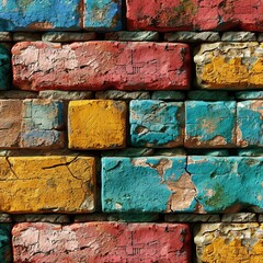 Colorful brick wall texture, Abstract background and texture, Ai Generated