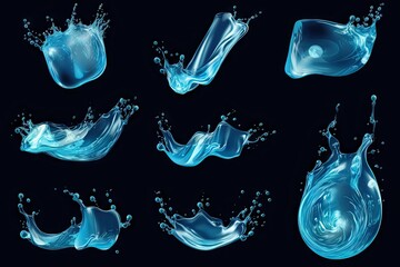 Poster - water splash isolated on black background