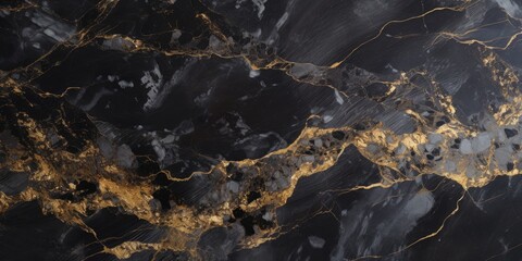 Sticker - Abstract black and gold marble with a glossy texture, ideal for digital wall tile designs.