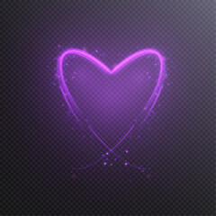 Poster - Glowing heart, purple glowing heart. Glowing heart. Modern heart design.