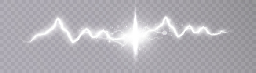 Poster - Lightning explosion light effect. Shock effect of electric discharge. Collision effect with two pulsed flashes.