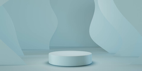 Poster - a stand podium for product presentation 3d render illustration