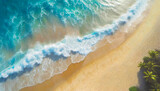 Fototapeta Do pokoju - Widok z lotu ptaka, plaża i morze z falami