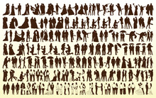 Collection Of Romantic Couple Silhouettes Vector