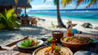 Tropical Delight: Outdoor Restaurant on a South Pacific Beach
