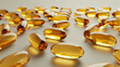 Omega-3 capsules on white background. Fish oil in pills.